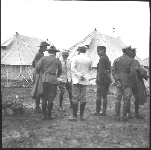 Lantern Slide - Australian Army Officers at a Tent Encampment, circa 1915