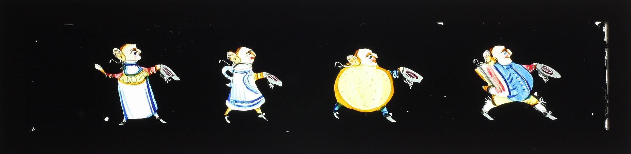 Lantern Slide - Four Characters Facing the Right, 1820-1860