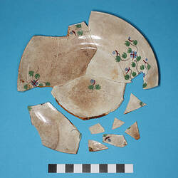 Saucer - Whiteware, Polychrome, Hand-painted, Floral Pattern, after 1805 (Fragment)