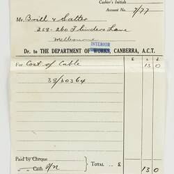 Receipt - Department of the Interior to Mr. Brill and Mr. Salter, 24th Jan 1940