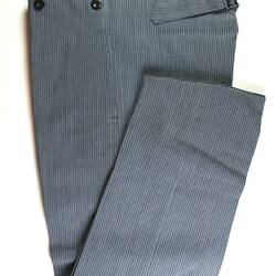 Trousers - I Sato, Grey Wool, with White Stripes, circa 1930s