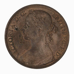 Coin - Penny, Queen Victoria, Great Britain, 1892 (Obverse)