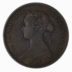 Coin - Halfpenny, Queen Victoria, Great Britain, 1870 (Obverse)