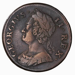 Coin - Halfpenny, George II, Great Britain, 1752 (Obverse)