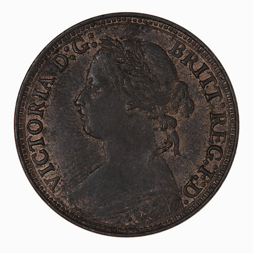Coin - Farthing, Queen Victoria, Great Britain, 1880 (Obverse)