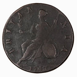 Coin - Halfpenny, George II, Great Britain, 1743 (Reverse)