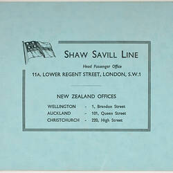 Booklet - Shaw Savill Line - New Zealand