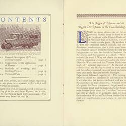 Open pamphlet with text and picture of bus.