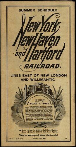 Time Table - 'New York, New Haven and Hartford Railroad'