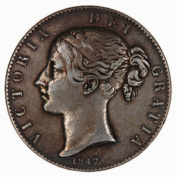Coin - Crown, Queen Victoria, Great Britain, 1847 (Obverse)