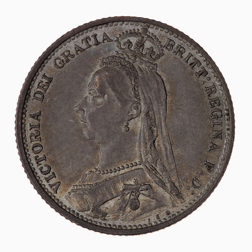 Coin - Sixpence, Queen Victoria, Great Britain, 1888 (Obverse)