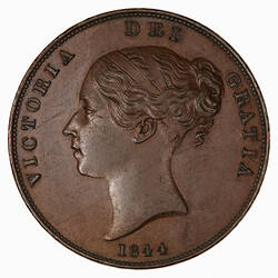 Coin - Penny, Queen Victoria, Great Britain, 1844 (Obverse)