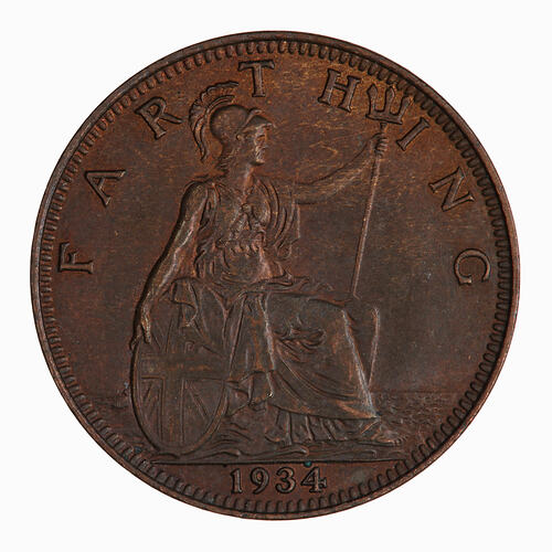 Coin - Farthing, George V, Great Britain, 1934 (Reverse)