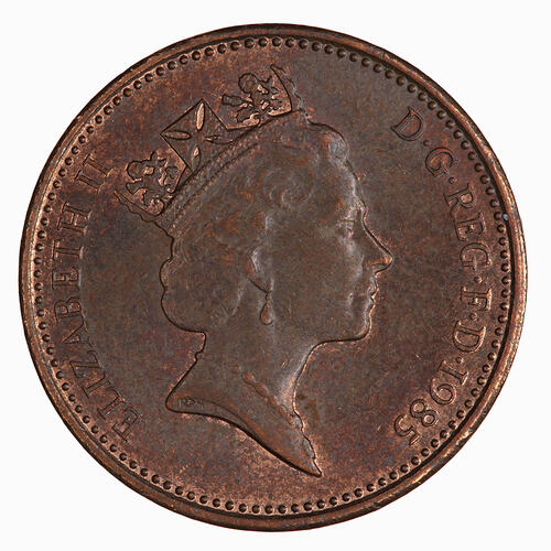 Coin - 1 Penny, Elizabeth II, Great Britain, 1985 (Obverse)