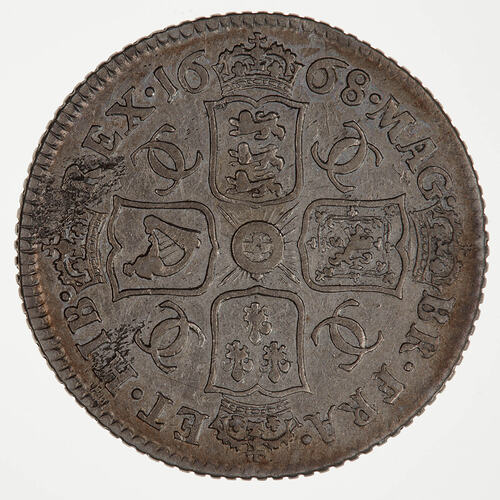 Coin - Shilling, Charles II, Great Britain, 1668 (Reverse)