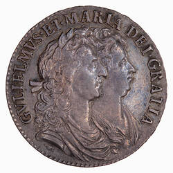Coin - Halfcrown, William and Mary, Great Britain, 1689 (Obverse)