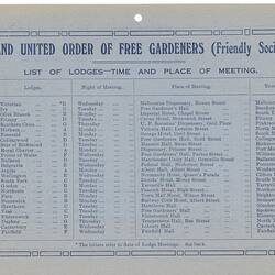 List - Lodges, Grand United Order of Free Gardeners, 1913-1914