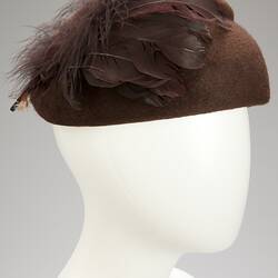 Hat - Cloche, Brown Velour, circa 1940
