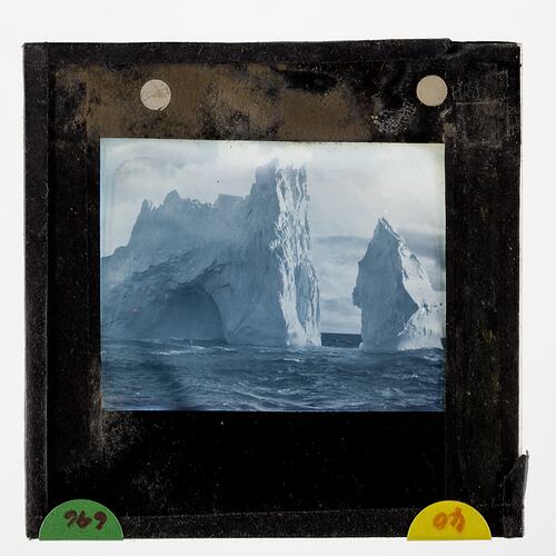 Lantern Slide - 'A Cathedral Type Berg' Iceberg Near Enderby Land, BANZARE Voyage 1, Antarctica, 1929-1930