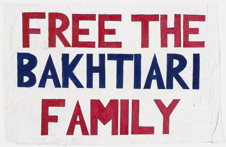 Banner - Free the Bakhtiari Family, Refugee Action Collective, 2002