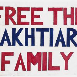 Banner - Free the Bakhtiari Family, Refugee Action Collective, 2002