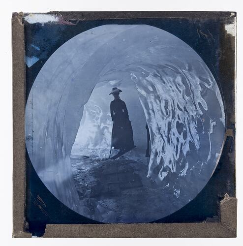 Lantern Slide - Woman in Ice Cave, circa 1900