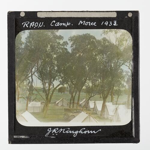 Lantern Slide - RAOU Camp. Moree, New South Wales, 1933