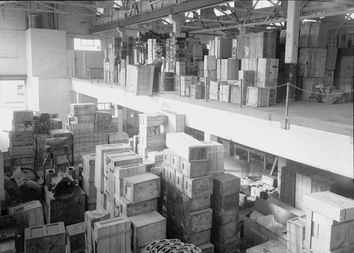 Negative International Harvester, Central Parts Store, Unloading Dock & Upper Floor, 1947