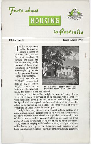 Booklet - 'Facts about Housing in Australia', Australian News & Information Bureau, 1956