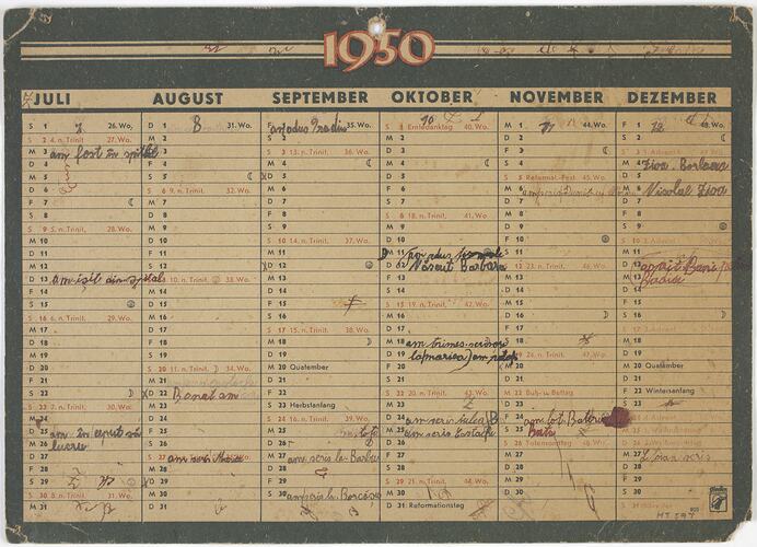 Calendar - Romanian, Gladen Halender, 1950