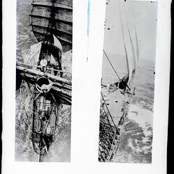 Glass Negative - 'Captain Hurley in the Barrel', BANZARE Voyage 1, Antarctica, 1929-1930