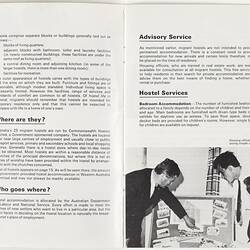Booklet - 'Migrant Hostels in Australia', Department of Immigration, 1970