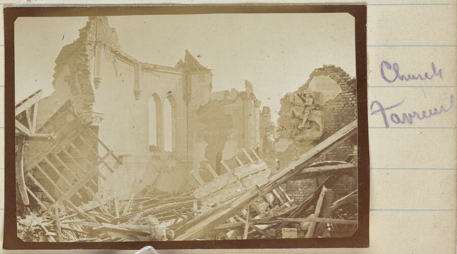 Church Ruins, Favreuil, France, Sergeant John Lord, World War I, 1917