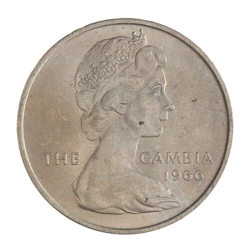 Coin - 4 Shillings, Gambia, 1966