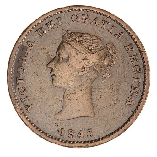 Coin - 1/2 Penny, New Brunswick, Canada, 1843