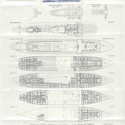 White sheet with printed ship plan and text.