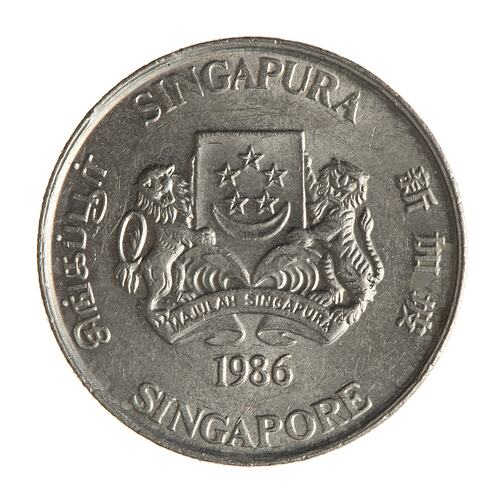 Coin - 20 Cents, Singapore, 1986