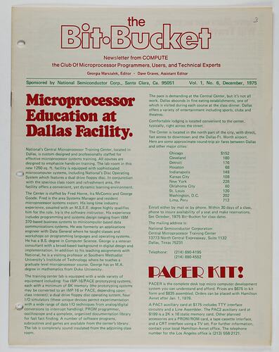 Newsletter - 'The Bit Bucket', Vol 1 No 6, Dec 1975