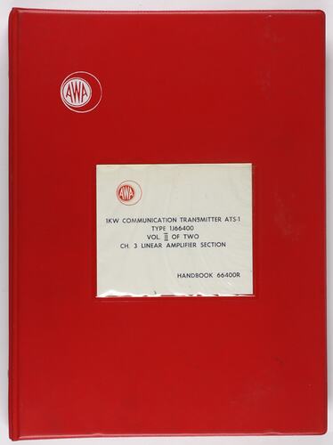 Handbook - 66400R Volume 2  for AWA ATS-1 Transmitter, Melbourne Coastal Radio Station, 1972-3