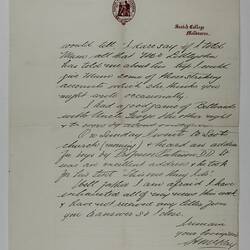 Letter - Hubert Selwyn McKay, to Hugh Victor McKay, News from Scotch College, 28 May 1912
