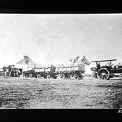Negative - Steam Traction Engine & Wool Wagons, Spring Plains Station, Mia Mia, Victoria, circa 1908