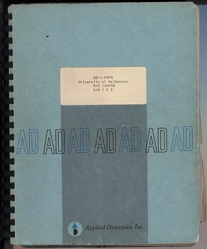 Addendum to Operator's Manual - Melbourne University Dual Package Analogue Computer, Oct 1963