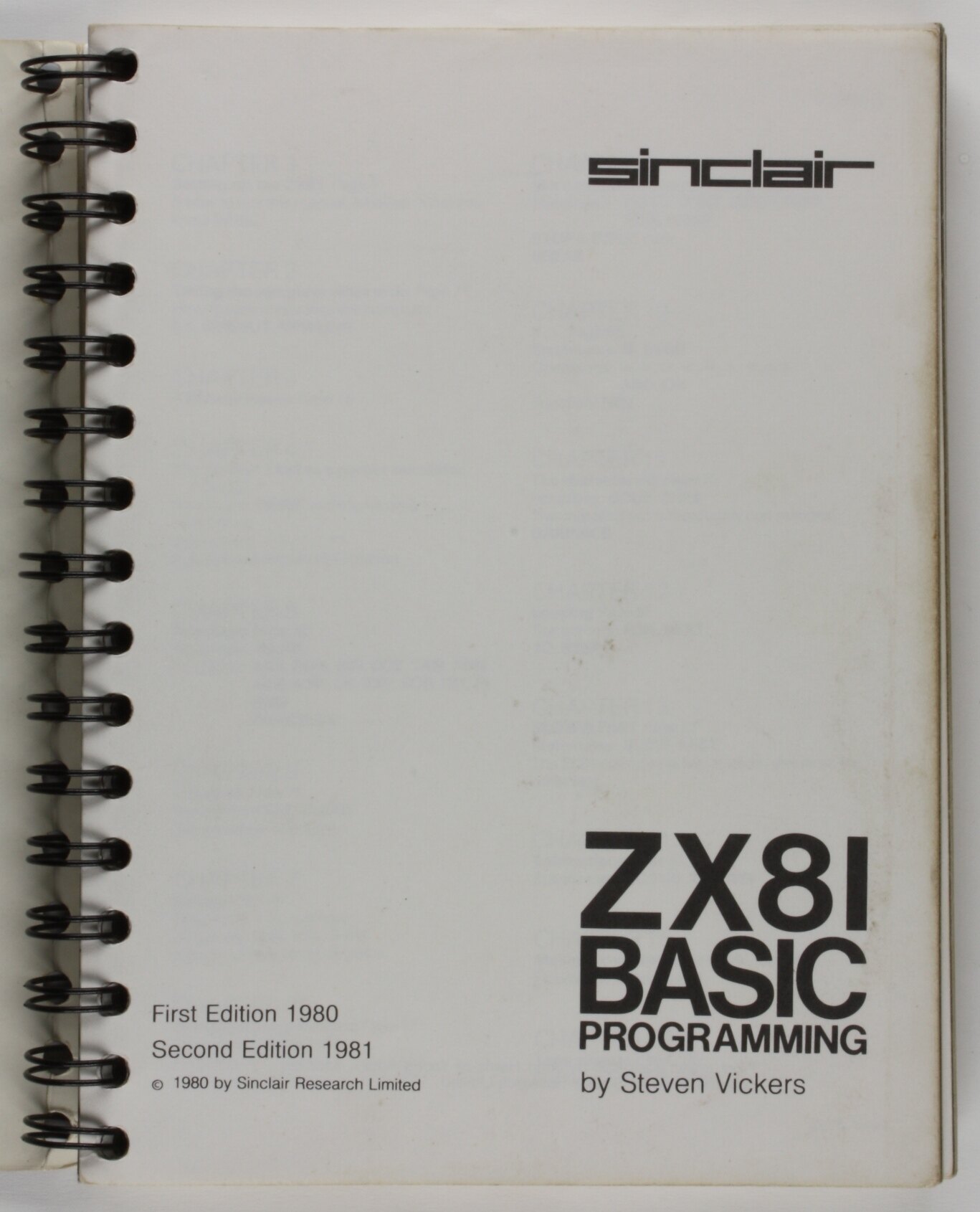 Manual - Basic Programming, Sinclair ZX81 Computer, United Kingdom 