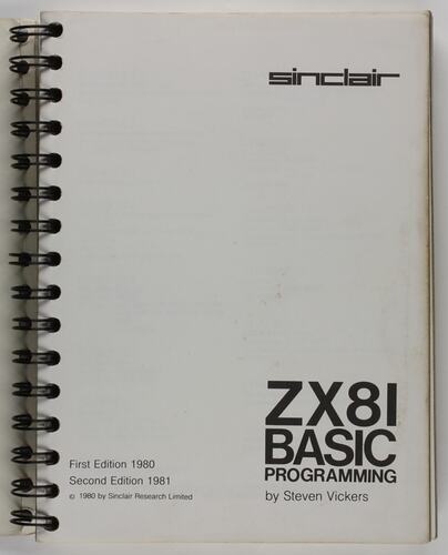 Manual - Basic Programming, Sinclair ZX81 Computer, United 