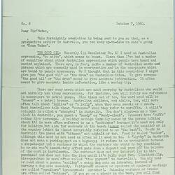 Newsletter - 'Australian Migration Newsletter', 7 Oct 1960
