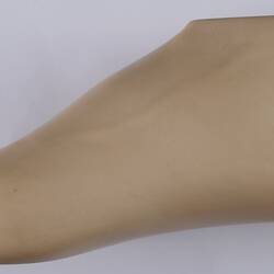 Skin coloured prosthetic human foot.