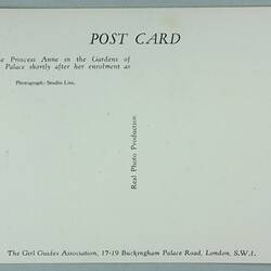 Postcard - Princess Anne in Brownie Uniform, Buckingham Palace Gardens, England, circa 1960