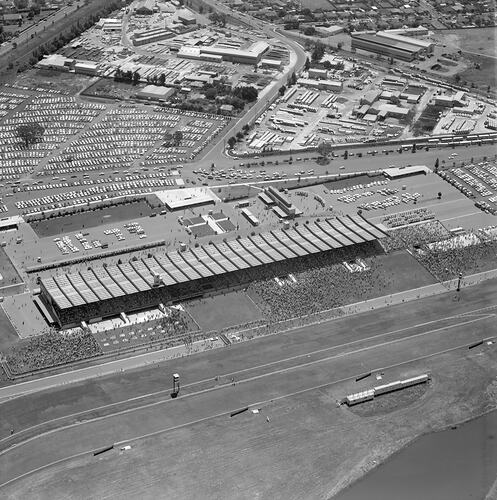 Negative - Aerial View of Sandown Racecourse & Surrounding Suburb, Springvale, Victoria, 27 Dec 1969