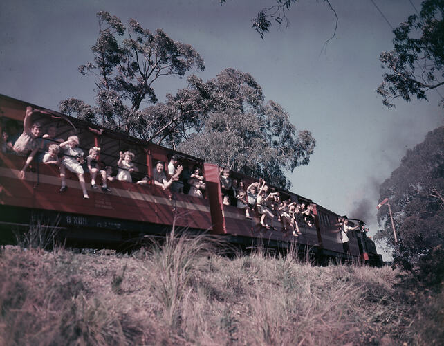 Colour transparency of a steam train.