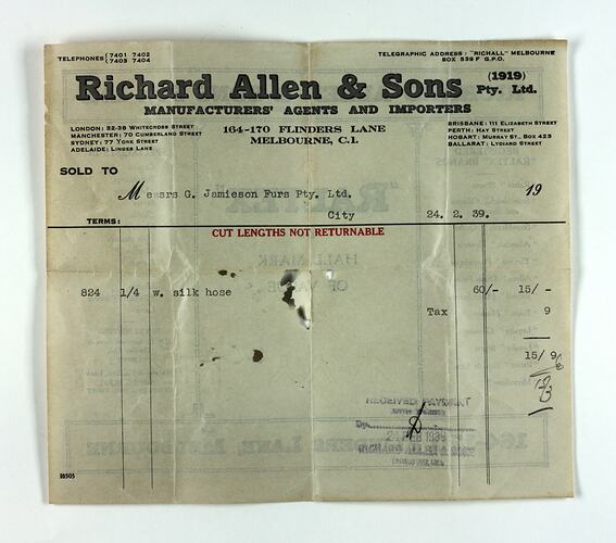 Paper printed in black with heading